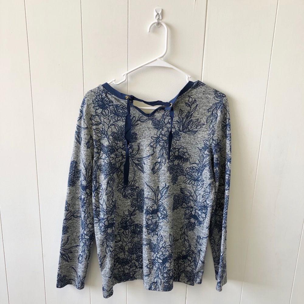 Gray and Blue Floral Shirt